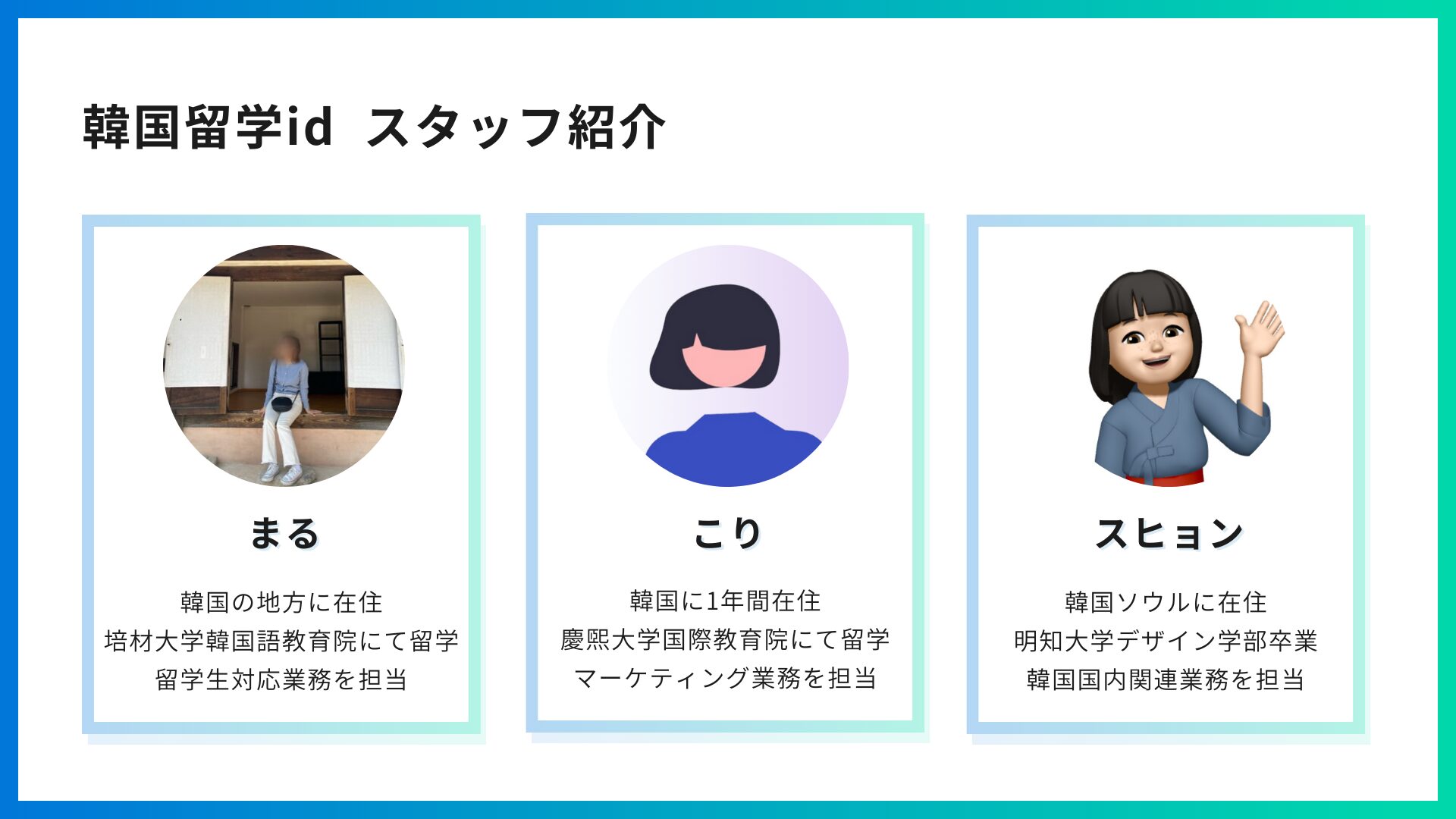 韓国留学idのスタッフ紹介