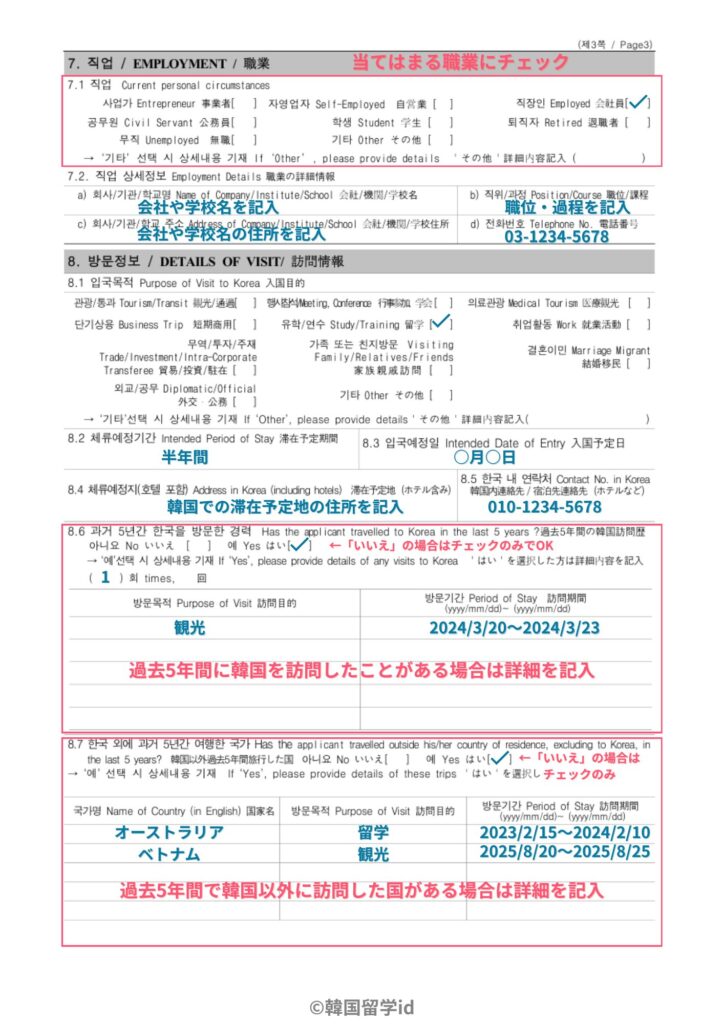 査証発給申請書③